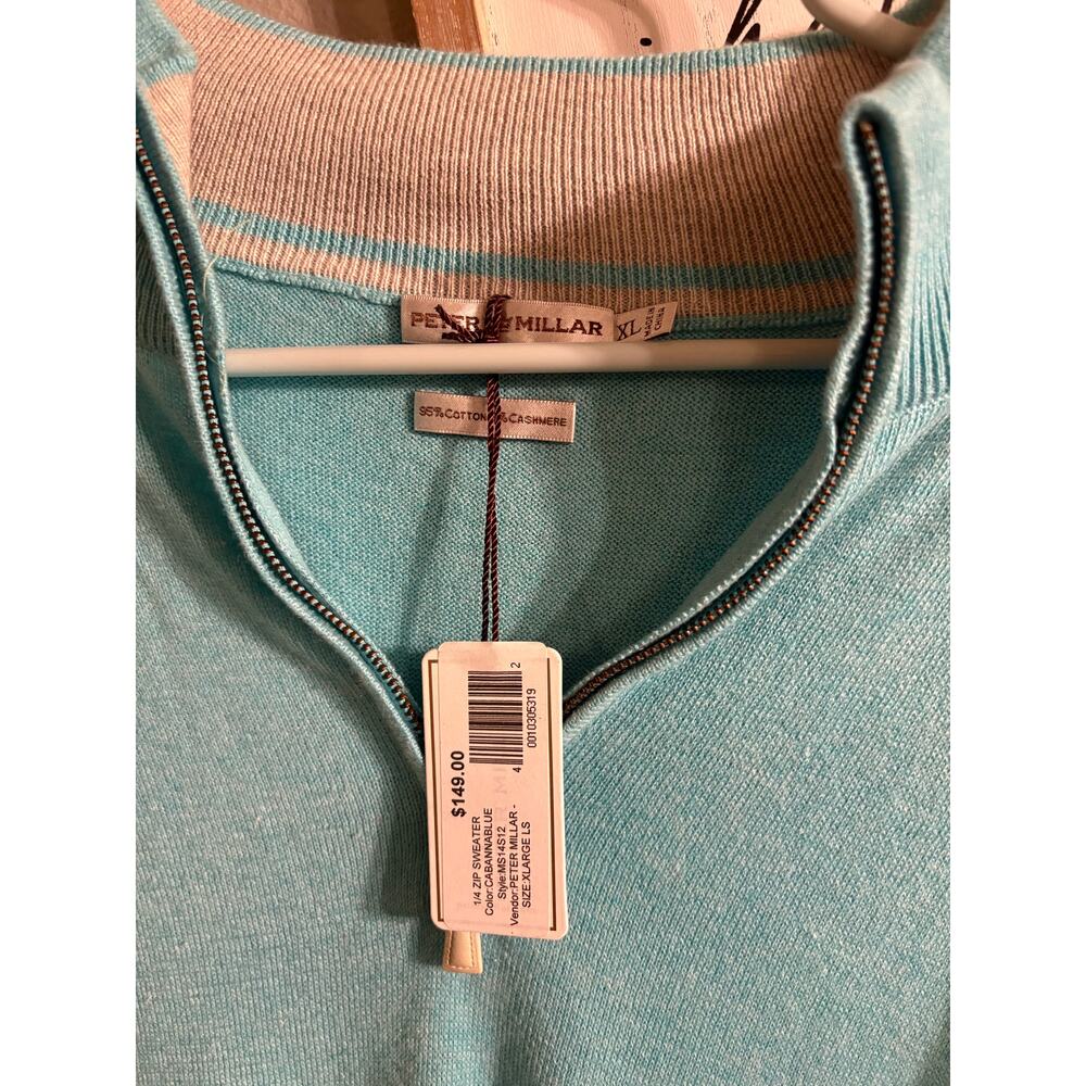 Nwt Peter Millar 1/4 Zip Sweater In Color Cabanna… - image 2
